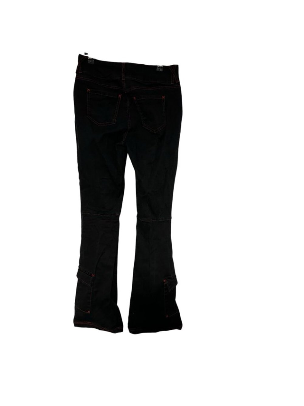 Hot Topic Black & Red Contrast Stitch Strap Flare Cargo Pants Size 5 Edgy - Picture 10 of 12